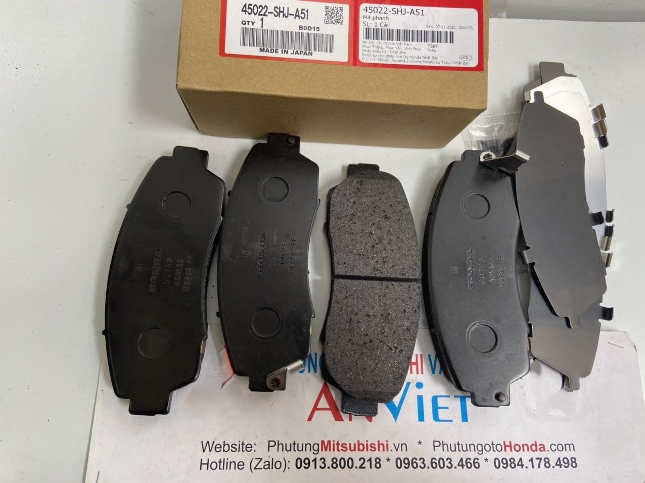 Bố thắng trước, Má phanh trước sử dụng cho xe Crv 2007-2022, Odysey 2005-2017 - hàng nhập khẩu chính ngạch