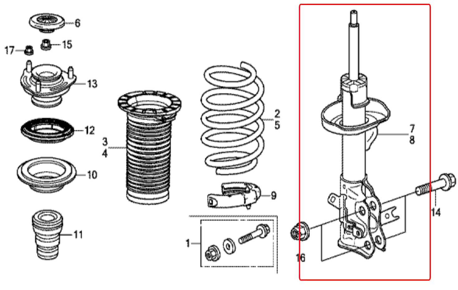 Giảm xóc trước Civic 1.8 2012-2015