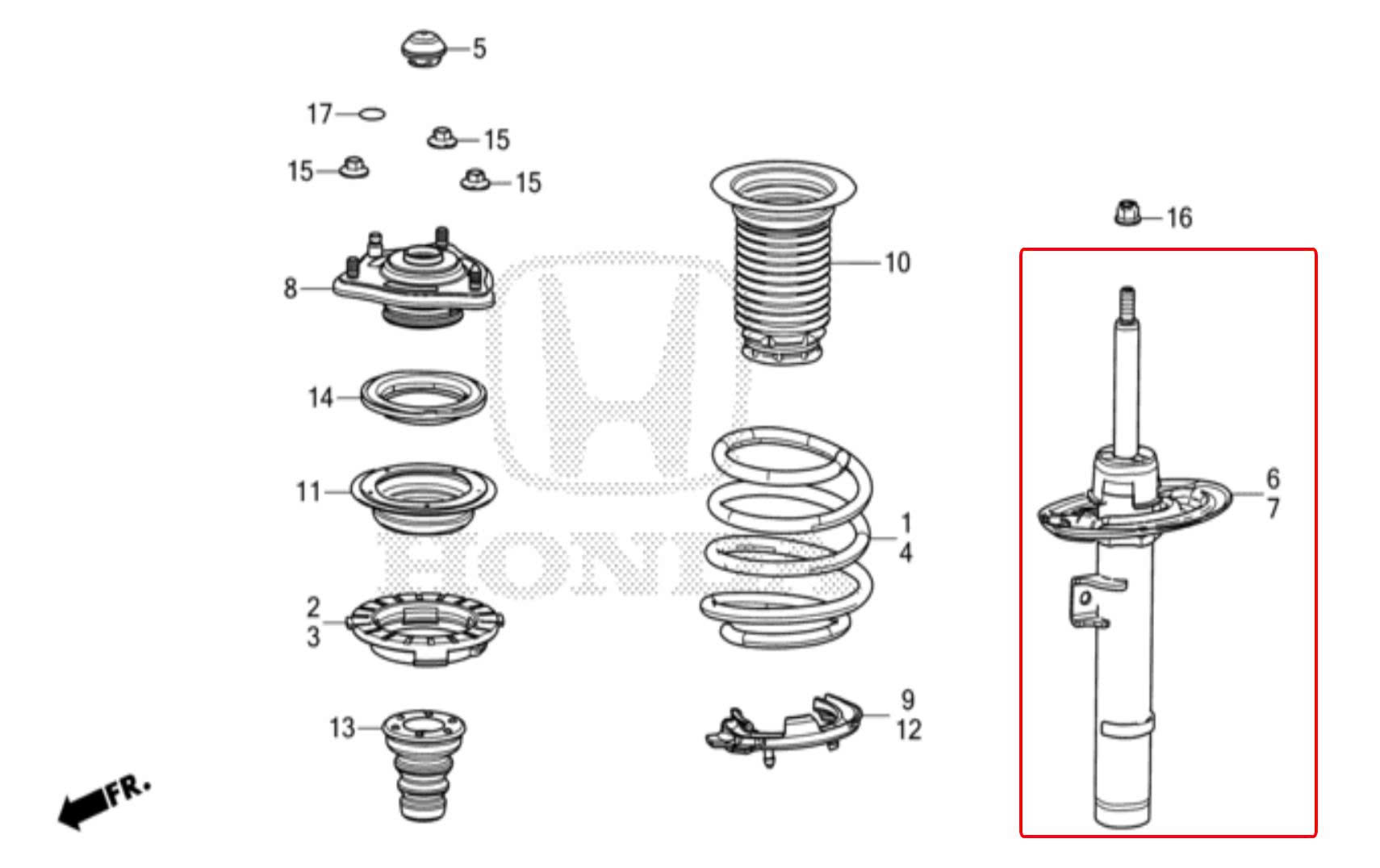 Giảm xóc trước Civic 2022 - 2026 Giảm xóc Civic Gen 11 bên trái và phải Lh Rh, Phuộc nhún Civic eHev hybrid 2025 51611T24T13 51621T24T13 51611-T24-T13 51621-T24-T13