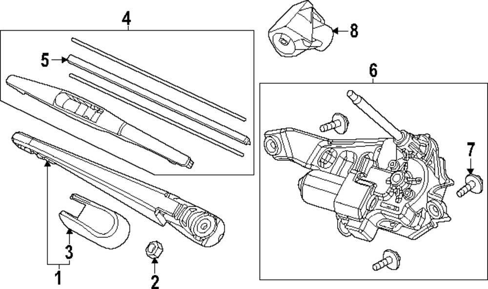 Mô tơ gạt mưa trước và mô tơ gạt mưa sau Xe Honda Crv 2024-2026  , Mô tơ gạt mưa Cr-V 765003A0A01 767003A0A01 76500-3A0-A01 76700-3A0-A01