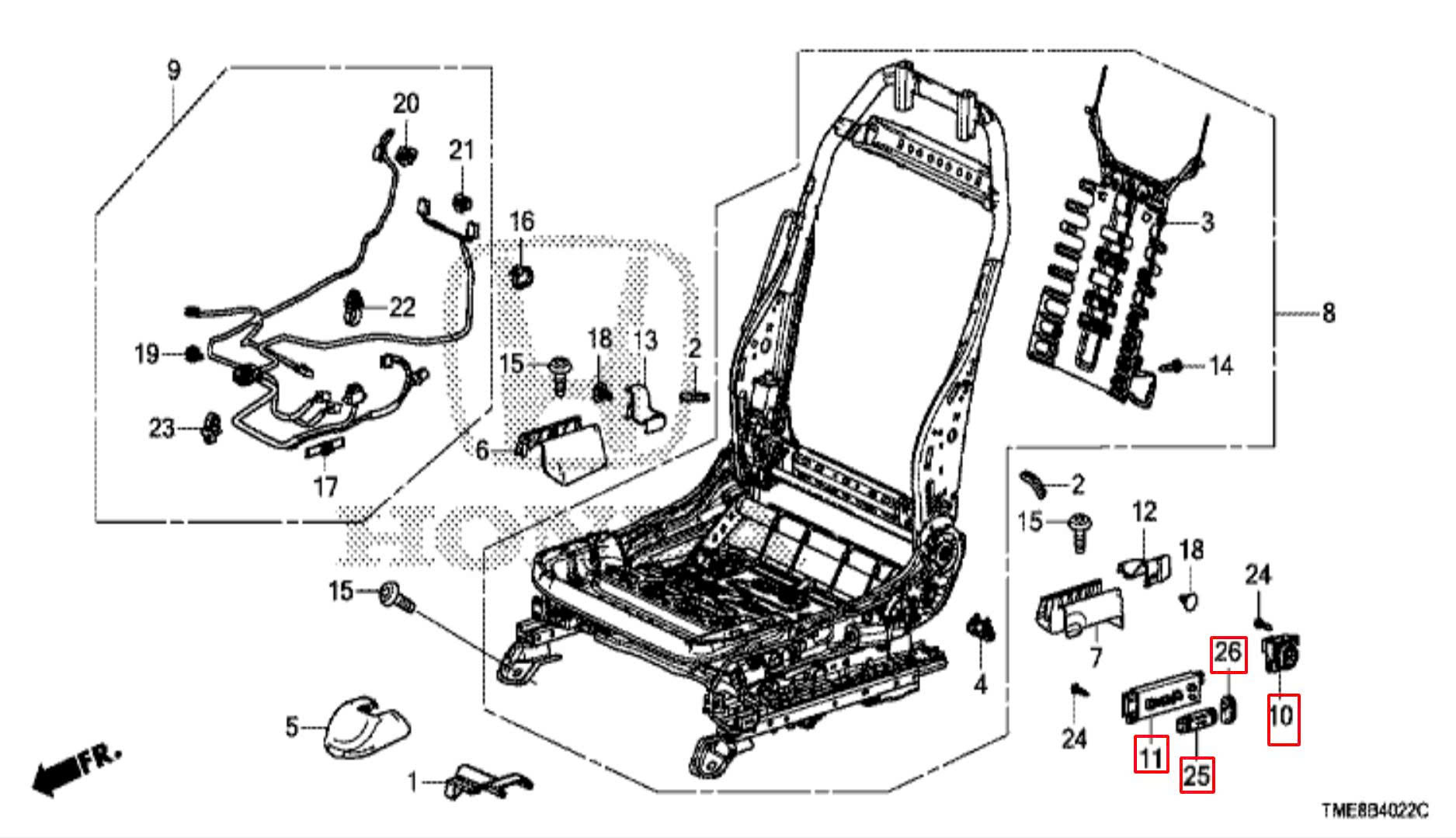 Công tắc chỉnh ghế 8 hướng xe Civic 2016 - 2022 , Công tắc ghế Civic Gen 10 81653SDBA71 81653-SDB-A71 81651TLAA01ZA 81652TLAA01ZA 81652TLAA31ZA 81651-TLA-A01ZA 81652-TLA-A01ZA 81652-TLA-A31ZA