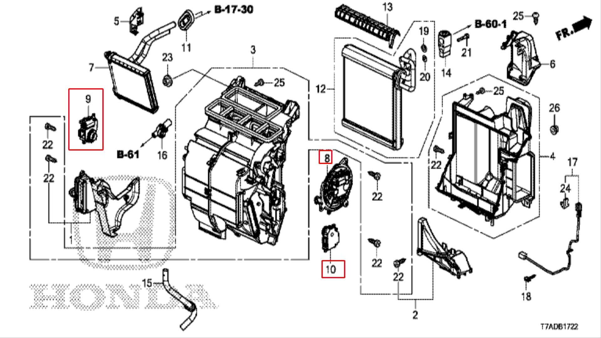 Mô tơ điều khiển chỉnh gió quạt điều hòa trong táp lô  Xe Honda Hrv 2018 2019 2020 2021 , Hr-V động cơ 1.5 model Ru5 79160T5RA41 79160-T5R-A41 79160T7AG81 79160-T7A-G81 79170T7AG81 79170-T7A-G81 79140-T5R-A41