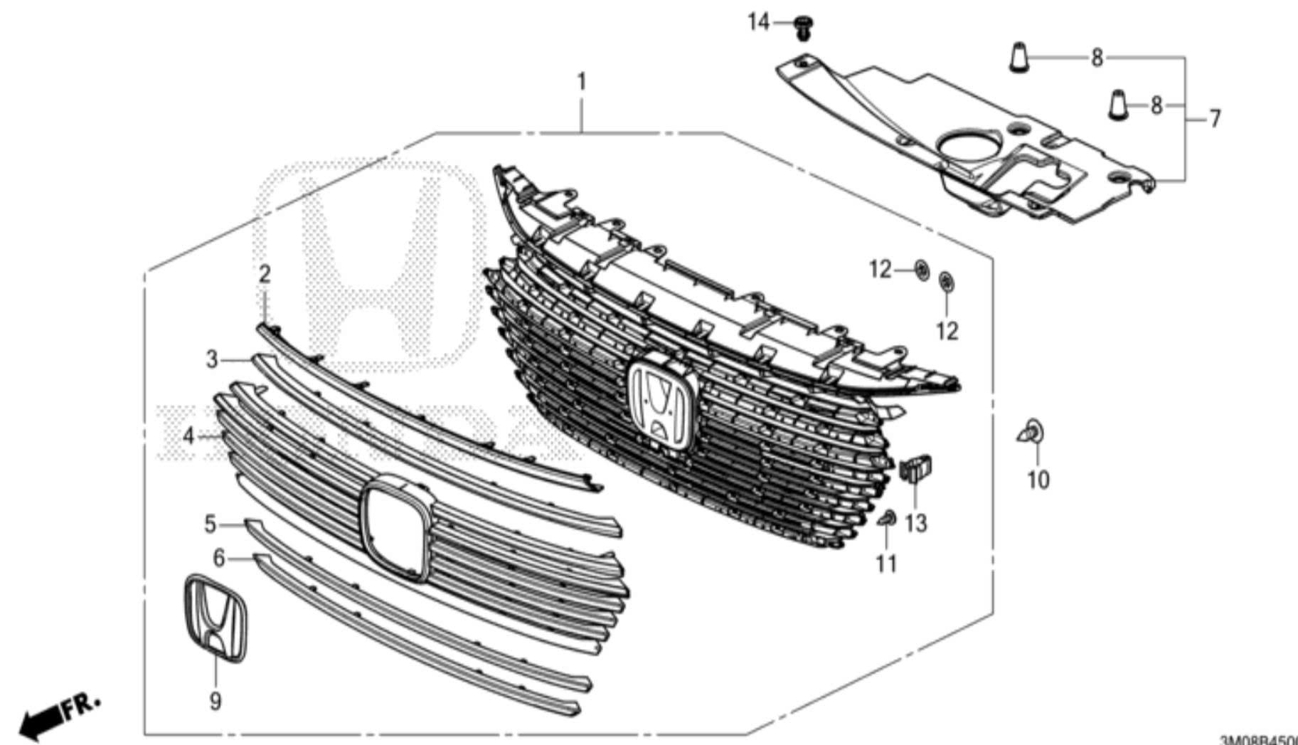 Mặt ca lăng xe Honda Hrv 2022 - 2024 712003M1T01 71200-3M1-T01 mặt ca lăng Hrv bản G